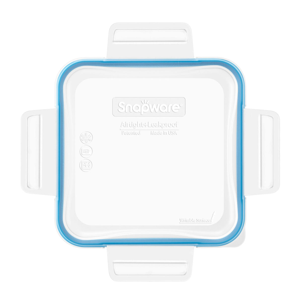 Total Solutions Square Medium Plastic Lid w/ Light Blue Seal