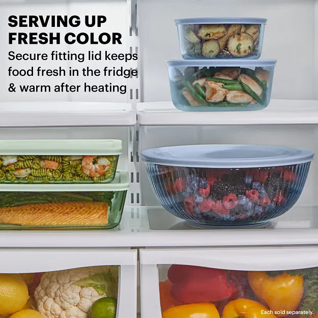 Pyrex Colors with text serving up fresh color