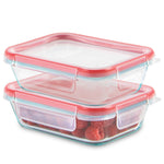 Freshlock 4-piece 2-cup rectangle glass storage set